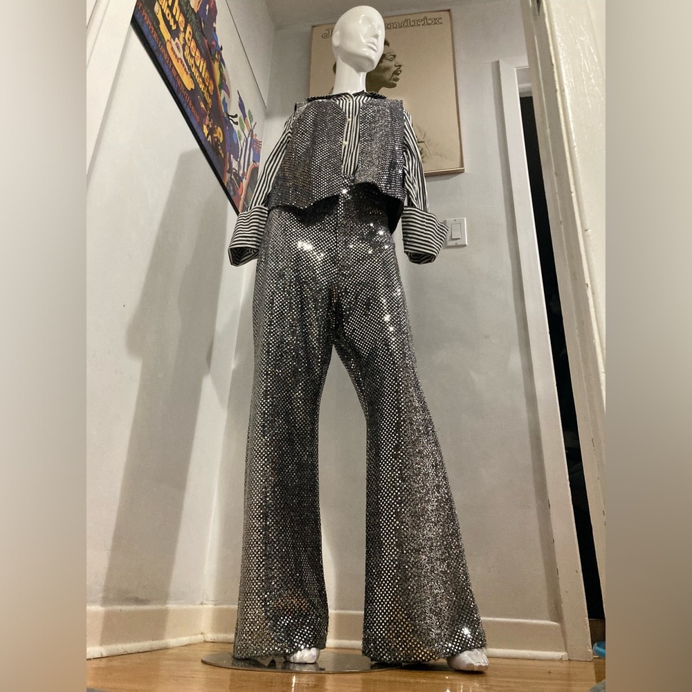 Silver Sequin Women's Pants & Vest
